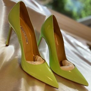Manolo Blahnik Green Patent Pumps
